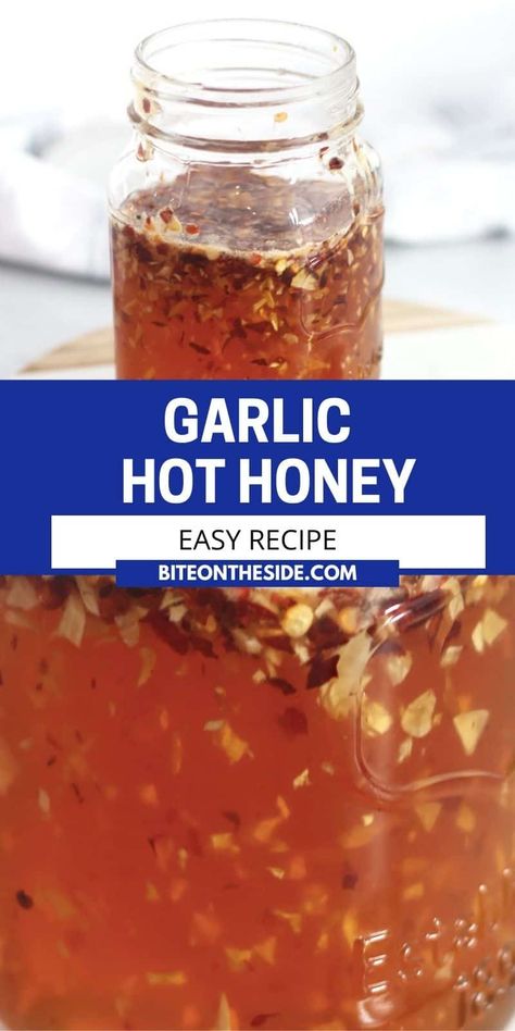 Garlic Hot Honey, Homemade Hot Honey Sauce, Homemade Chili Garlic Oil, Garlic Hot Sauce Recipe, Spicy Honey Garlic Sauce, Hot Honey Garlic Sauce, Spicy Honey Recipe, Hot Honey Dipping Sauce, Flavored Honey Recipes