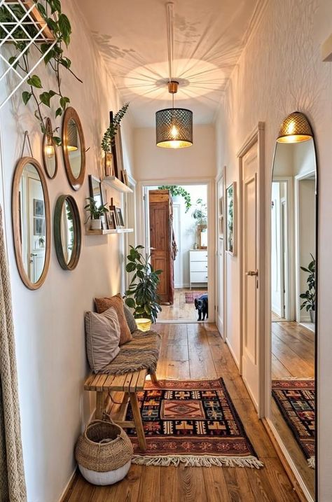 Small Entry Way Ideas Narrow Hallways, Apartment Entryway Ideas Narrow Hallways, Maximalist Entryway, Apartment Entry Way, Long Narrow Hallway Ideas, Organisation Station, Small Apartment Entryway, Small Apartment Floor Plans, Apartment Entry