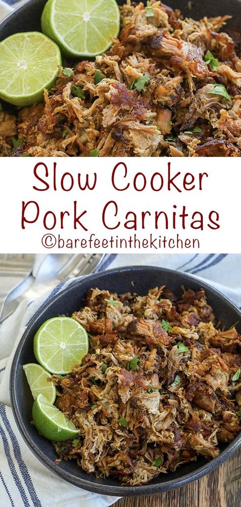 Slow-Cooker Pork Carnitas Crockpot Carnitas, Pulled Pork Carnitas, Slow Cooker Pork Carnitas, Slow Cooker Carnitas, Pork Carnitas Recipe, Pork Carnitas Slow Cooker, Mexican Seasoning, Carnitas Recipe, Tacos Burritos