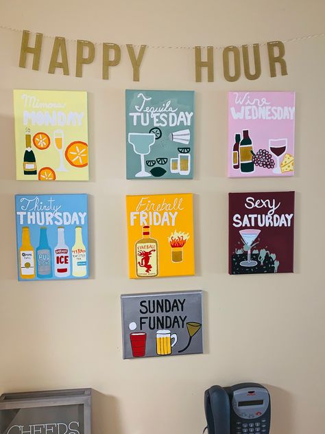 college apartment decor DIY!!! College Party House Decor, Canvas Painting Ideas For College Apartments, Signs For College Apartment, Canvas Apartment Decor, College Drinking Decor, Painting College Apartment, College Diy Painting, College House Painting Ideas, College Apartment Simple