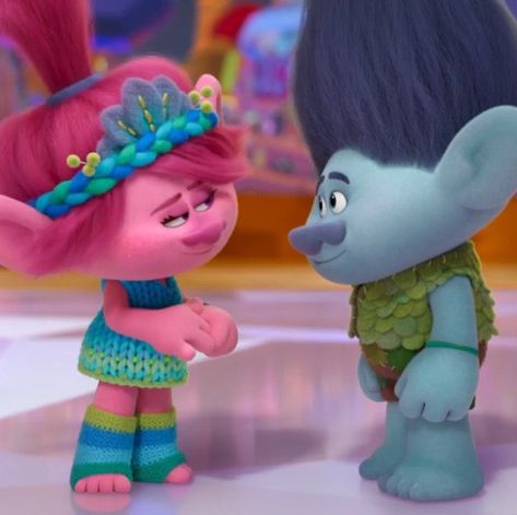 Branch And Poppy, Trolls Broppy, Branch Trolls, Poppy And Branch, Trolls Movie, Childhood Movies, Good For Her, Weird Quotes Funny, Dreamworks Trolls