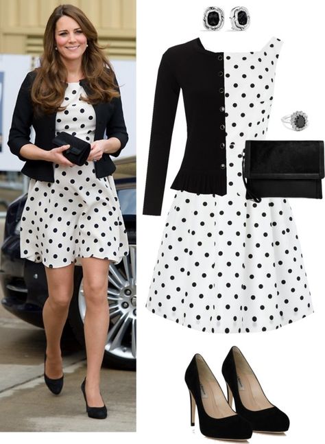 I saw this dress on modcloth. I'm going to buy it as soon as I lose 20 pounds. I've been saying this for the past year though. Ducesa Kate, 1970s Summer, Polka Dot Dresses, Düşes Kate, Looks Kate Middleton, Fashion 1970s, Middleton Style, Chique Outfits, Mode Jeans