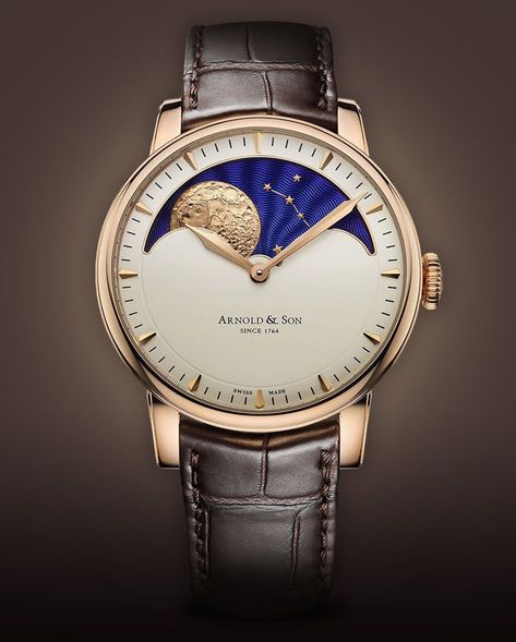 Round-Up: The 10 Best Moon Phase Watches With Stunning Displays Watch Dial Design, Farer Watches, Watch Moon, Space Watch, Fashion Sketches Men, Watches Design, Arnold Son, Moonphase Watch, Moon Watch