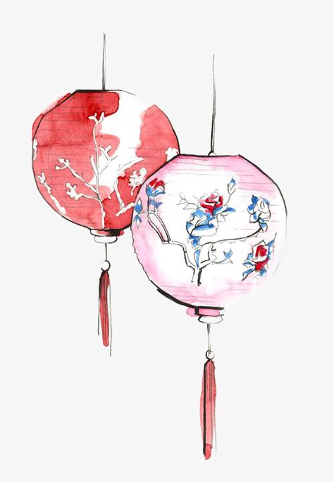 Chinese Lantern Drawing, Lanterns Drawing, Drawing Lantern, Chinese Clipart, Lantern Drawing, Chinese Drawing, Lantern Painting, Chinese Drawings, Lantern Art