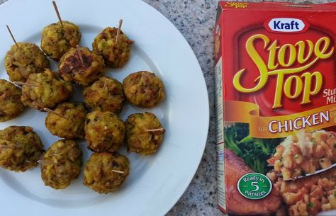 Stove Top Stuffing Balls #appetizers #shop #KraftEssentials #cbias Stove Top Stuffing Balls, Stuffing Balls Recipe, Stove Top Stuffing, Sausage Balls Recipe, Stuffing Balls, New Year's Eve Appetizers, Sausage Balls, Stuffing Recipes, Party Food Appetizers