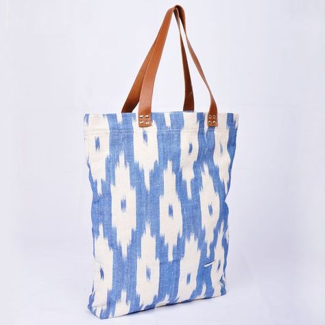 FEEL Mallorca Ikat Tote Bag in Blue as carried by Queen Letizia Queen Letizia, Reusable Tote, Reusable Tote Bags, Blue And White, Queen, Tote Bag, Handbags, Feelings, Blue