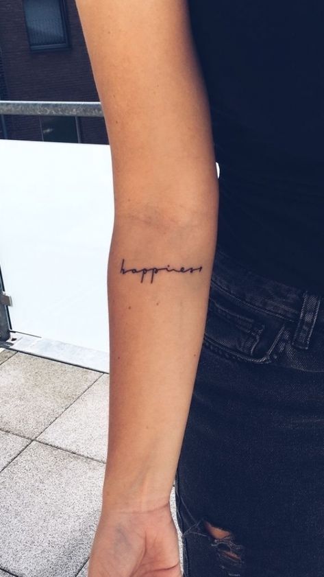 Pinterest: fabiennxoxo | Tattoos, Happiness tattoo, Trendy ... #tattoo #tattooideas #cutetattoos Font Tato, Happiness Tattoo, Tattoos Pinterest, Tato Minimal, Tattoo Placements, Tato Jari, Pola Tato, Handpoke Tattoo, Cat Tattoos