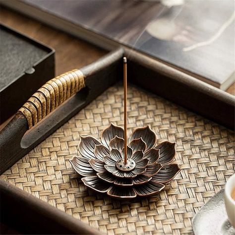 1. Best wishes: Lotus is a symbol of purity and elegance in Eastern culture. Its aesthetic three-layer lotus design makes it look more classic and elegant. 2. Exquisite workmanship: The incense burner is made of high-quality zinc alloy, strong and durable, and can be used for a long time. 3. Convenient design: The 7-hole lotus seat is a detachable design, you can remove the pipe holder, it can be used as an aromatherapy burner. 4. Compact and portable: being so mini and light-weight, this product does not take much space and can be easily taken away. 5. Applicable occasions: You can place lotus incense burners in the living room, bedroom, meditation room, yoga room, bathroom, toilet, etc. Lotus Aesthetic, Insence Burner, Cone Incense Burner, Lotus Incense, Emily Jane, Lotus Candle, Stick Incense, Cone Incense, Home Fragrance Accessories