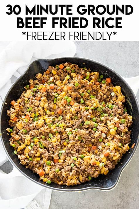 Ground Beef Fried Rice, Beef Fried Rice, Flavorful Dinner, Cauliflower Fried Rice, Beef And Rice, Ground Beef Recipes For Dinner, Frozen Veggies, Beef Recipes For Dinner, Beef Dinner