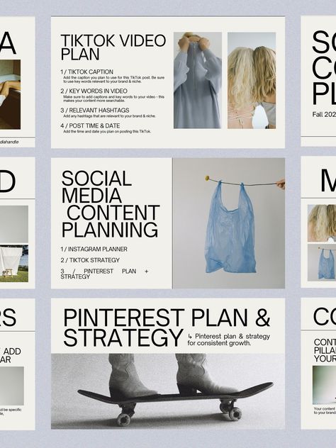 Content Planner Template, Planner Content, Tips Tiktok, Pinterest Engagement, Catalogue Layout, Tiktok Tips, Social Media Content Planner, Instagram Branding Design, 포트폴리오 레이아웃