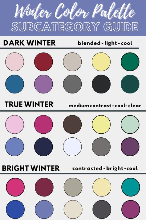 Click to read more about the winter color palette from Color Analysis. Color Analysis Winter, True Winter Color Palette, Winter Skin Tone, Color Palette Dark, Cool Winter Color Palette, Winter Bright, Neutral Skin Tone, Winter Dark, Winter Palette