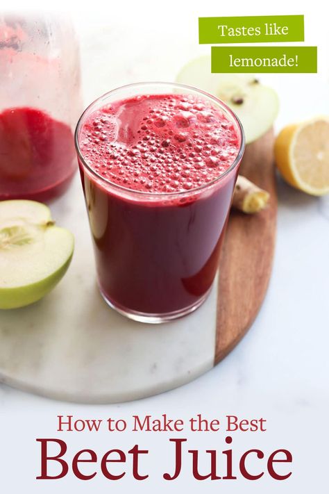 Easy Beet Juice How To Juice Without A Juicer, Juice Without A Juicer, Beet Juice Recipe, Fresh Juice Recipes, Veggie Juice, Lemon Diet, Detox Juice Recipes, Juicer Recipes, Ginger Juice