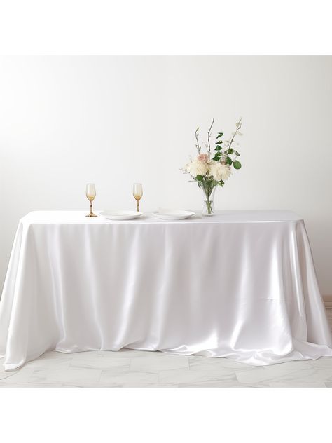 White  Collar  Polyester Plain  Embellished  All Seasons Kitchen & Table Linens Banquet Reception, Party Event Decor, White Tablecloth, Black And White Baby, White Table Cloth, Vintage Party, White Table, Shower Baby, Formal Wedding