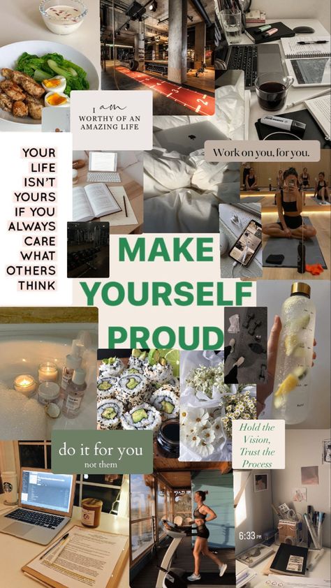 Vegan Vision Board, In Your Thirties Aesthetic, Physical Vision Board Ideas, New Me Wallpaper, Manifestation Board Examples, Make Yourself Proud, Vision Board Collage, Vision Board Examples, Vision Board Wallpaper