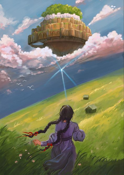 Castle In The Sky Fanart, Ghibli Laputa, Ghibli Fanart, Hayao Miyazaki Art, Miyazaki Art, Studio Ghibli Fanart, Howl And Sophie, Paper Background Design, Ghibli Artwork