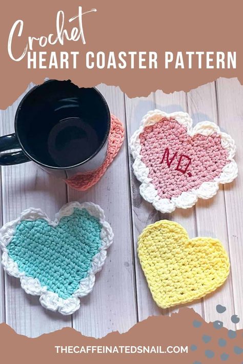 Add a bit of love and cute decoration to your home by adding a crochet heart coaster to your desk or coffee table. My Crochet Heart Coaster Pattern is made in rows, making it easy to make without the pesky magic circle. Heart Granny Square Coaster, Heart Coaster Crochet Pattern Free, Heart Coasters Crochet, Crochet Heart Coaster, Free Heart Crochet Pattern, Heart Granny Square, Heart Coaster, Coaster Pattern, Crochet Heart Pattern