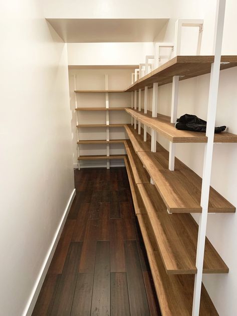 Small Storeroom Ideas, Storage Room Small Spaces, Clever Basement Storage Ideas, Shelves For Storage Room, Shelves In Storage Room, Garage Storage Room Ideas, Indoor Storage Room Ideas, Hot Press Shelving Ideas, Organized Plant Room