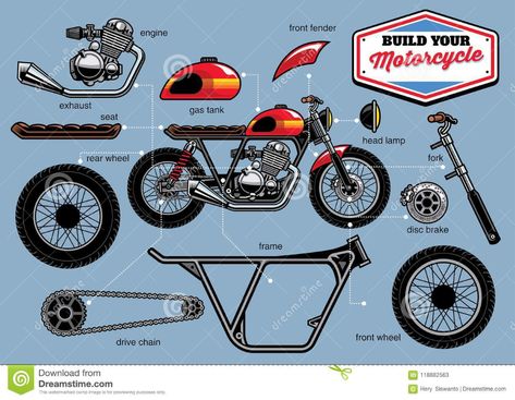 Motorcycle Christmas, Cafe Racer Parts, Motorcycle Mechanic, Motorbike Parts, Cafe Racer Moto, Harley Davidson Artwork, Mini Jeep, Motorcycle Equipment, Bike Illustration