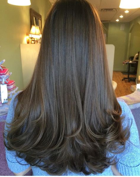 Corte de cabelo Hair Inspiration Long, Long Brown Hair, Haircuts For Medium Hair, Haircuts Straight Hair, Long Layered Hair, Haircuts For Long Hair, Dark Brown Hair, Long Hair Cuts, Aesthetic Hair