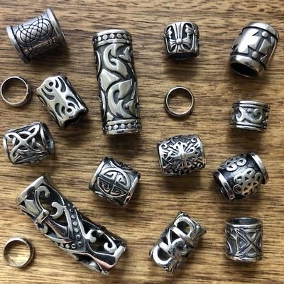 Beard Beads, Dread Accessories, Dreadlock Jewelry, Dreadlock Accessories, Viking Beard, Dreadlock Beads, Steel Flowers, Dread Beads, Stainless Steel Tubing