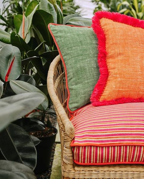 Christopher Farr Cloth on Instagram: "Embrace the changing seasons with our stunning outdoor fabrics, upholstered on chairs and cushions in beautiful spring hues. 🌸 
 
Perfect for those sunny days and unexpected showers, these fabrics are your go-to solution for all your outdoor decor needs. 🌦️

Whether it's your balcony, backyard, or garden, achieve the perfect blend of functionality and aesthetics. Our high-performance FR prints come with a Teflon finish, making them soil-resistant, mold-resistant, and water-repellent, without compromising on color and texture. 

Suitable for both indoor and outdoor use, these fabrics ensure durability and style for your residential or contract interiors. Let's elevate your outdoor space together! 

#christopherfarrcloth #OutdoorLiving #SpringDecor #Fu Christopher Farr, Outdoor Fabrics, Patio Spaces, Stain Resistant Fabric, Cushion Fabric, Changing Seasons, Chair Cushions, Outdoor Fabric, Outdoor Cushions