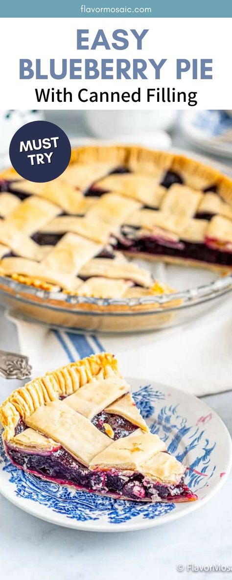 Blueberry Pie with Canned Filling is a simple yet classy fruit pie, made with flaky packaged pie crusts, blueberry pie filling, and a touch of lemon flavoring from freshly squeezed lemon and lemon zest. If you’re looking for a dessert that won’t require many ingredients or cooking processes while still looking extremely inviting then this blueberry pie with can filling is a must-bake! Pie With Canned Filling, Berry Pie Filling Recipe, Recipes With Canned Fruit, Frozen Blueberry Pie, Blueberry Pie Filling Recipes, Easy Fruit Pie, Berry Pie Filling, Easy Blueberry Pie, Homemade Blueberry Pie