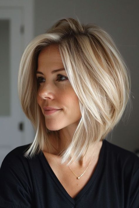 Short Hairstyle Women Workout, Sophisticated Short Hair, Summer Hair Trends, A Line Bobs, Blonde Hair Transformations, Layered Haircuts For Medium Hair, Diva Style, Chin Length Hair, Hairdos For Short Hair