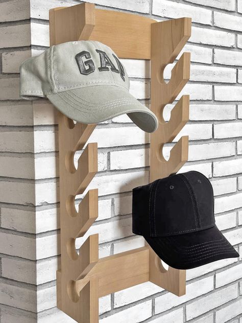 Baseball Hat Holder, Baseball Hat Organizer, Wall Hat Rack, Baseball Hat Storage, Organize Baseball Hats, Wall Hat Racks, Wood Entryway, Hat Organizer, Wall Hats