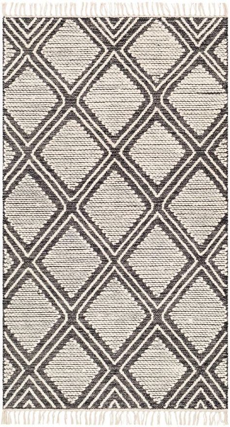 Eclectic Area Rug, Trendy Rug, Surya Rug, Hand Loomed Rug, Surya Rugs, Black Area Rugs, Black Rug, Cotton Wool, Hand Loom