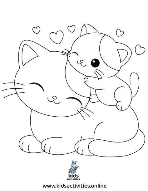 Free Printable Cute Cat Coloring Pages For Toddlers ⋆ Kids Activities Cute Coloring Pages Easy, Cat Colouring Pages, Cat Coloring Pages Free Printable, Dumbo Drawing, Cute Cat Coloring Pages, Cat Drawing Cute, Kitten Coloring Pages, Coloring Pages For Toddlers, Colouring Pages For Kids