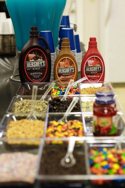 Sundae bar! Yes,  at my wedding,  with soft-serve ice cream! Yummmm. Photography by @cmatneygirls Ice Cream Bar Wedding Reception, Wedding Ice Cream Bar, Ice Cream Sundae Party, Ice Cream Station, Sundae Party, Halloween Ice Cream, Milkshake Bar, Ice Cream Sundae Bar, Ice Cream Menu