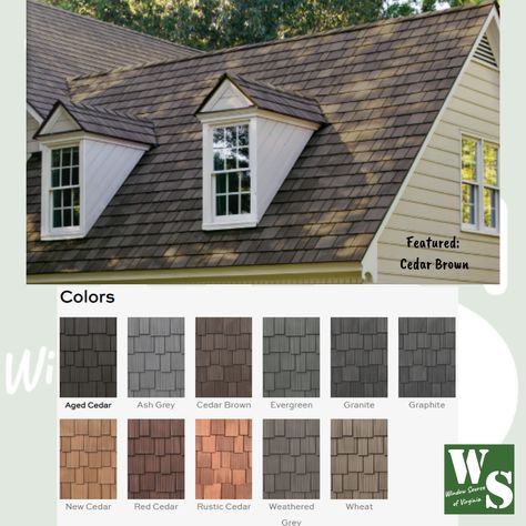 Synthetic Shake Roof, Synthetic Cedar Shake Roof, Cedar Roof Shingles, Metal Shake Roof, Types Of Roof, Roof Shingle, Cedar Shake Siding, Roof Shingle Colors, Cedar Shake Roof