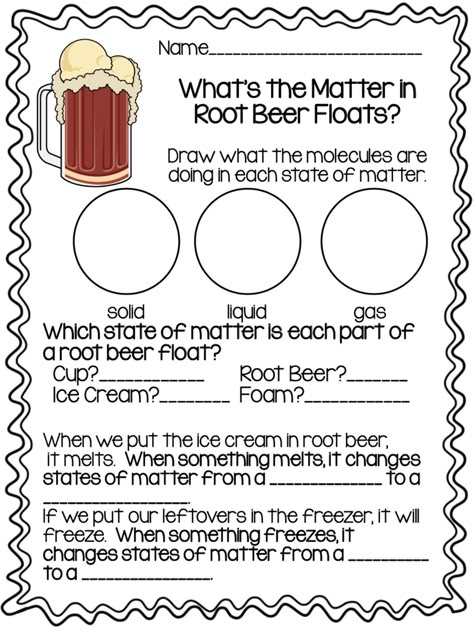 Science Experiment Worksheet, Homeschooling 3rd Grade, Matter Experiments, Matter Lessons, Solid Liquid Gas, States Of Matter Worksheet, Science Anchor Charts, Matter Worksheets, Second Grade Science