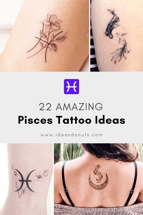 Dive into the world of Pisces with these best tattoo ideas! Let your imagination swim free and make a splash! Pisces Zodiac Symbol Tattoo, Pisces And Capricorn Tattoo Combined, Tiny Pisces Tattoos, Greyson Tattoo, Small Pisces Tattoos For Women, Pisces Symbol Tattoo, Pices Zodiac Tattoo, Pieces Zodiac Tattoo, Pisces Tattoo Ideas