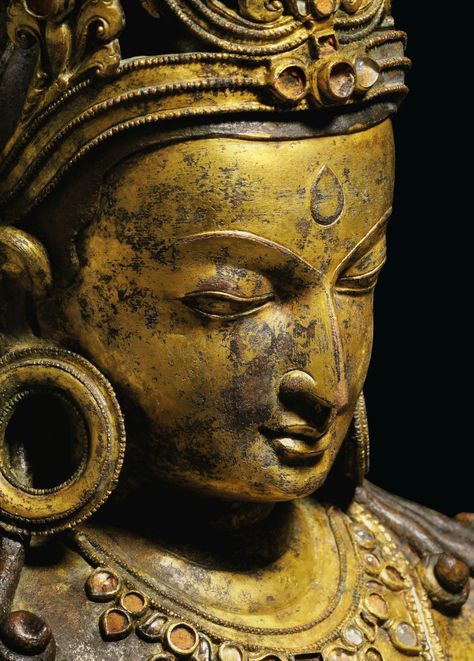 A LARGE AND IMPORTANT GILT BRONZE FIGURE OF AVALOKITESHVARA | NEPAL, 13TH CENTURY | Sculptures, Statues & Figures, bronze | Christie's