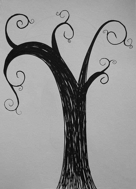 Tim Burton Swirl, Tim Burton Tree, Tim Burton House, Tim Burton Drawings Style, Tim Burton Artwork, Tim Burton Drawings, Tim Burton Art Style, Ghost Train, Basic Tattoos