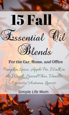 Free Printable 15 Fall Essential Oil Blends for the home, car, or office. Ideas for if you don't have a diffuser. Pumpkin Spice, Autumn Leaves, Vanilla Espresso, Chai Tea, Cooler weather recipes for essential oils and natural health, natural air freshener. Car Diffuser Blends, Fall Soap Recipes, Fall Essential Oil Diffuser Blends, Fall Essential Oil Blends, Autogenic Training, Fall Essential Oils, Natural Air Freshener, Essential Oil Diffuser Recipes, Oil Diffuser Recipes