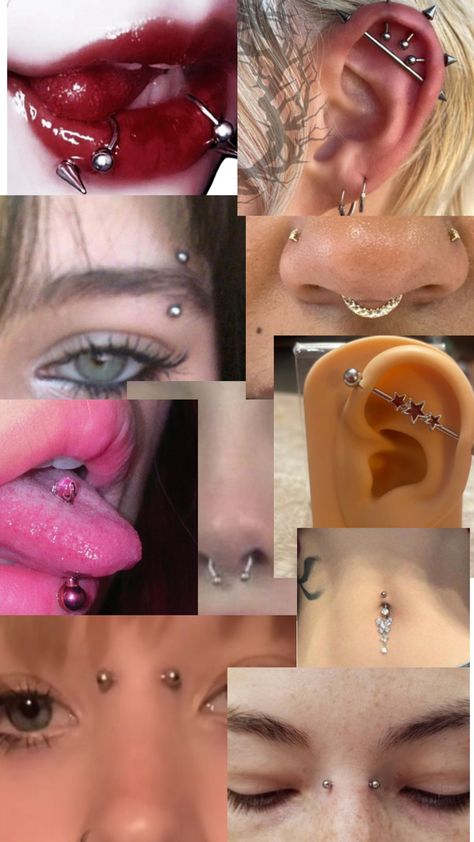 Piercing Chart, Pretty Ear Piercings, Face Piercings, Cool Piercings, Edgy Jewelry, Multiple Ear Piercings, Facial Piercings, Cute Piercings, Makeup Tattoos