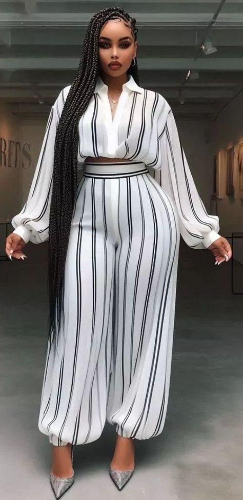 Trouser Two Piece Outfits, Bubble Dress Outfit Ideas, Best Lady Style For Wedding, 2pcs Outfit For Ladies, Vintage Styles For Ladies, Pallazo And Tops, Top And Trousers Outfit Material, White African Dresses For Women, 2piece Outfits Pants