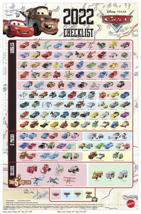 Planes Pixar, Pixar Cars Characters, Cars Movie Characters, Disney Cars Characters, Disney Cars Diecast, Cars 3 Characters, Pixar Poster, 2022 Cars, Car Checklist