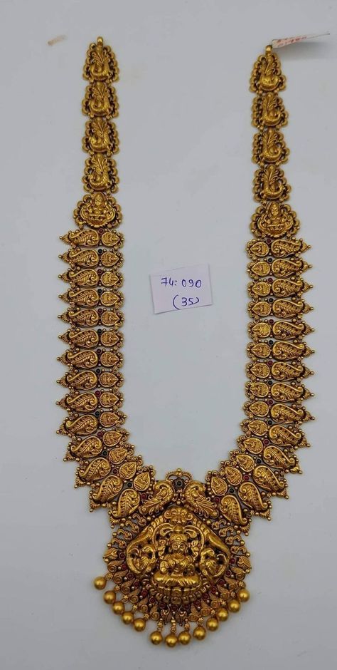 70grams Gold Haram Designs, Gold Haaram Designs Bridal, Long Haram Gold Temple Jewellery Designs, Temple Jewellery Haram Gold, 100 Grams Gold Long Haram, Antique Haram Designs Gold Latest, Antique Long Necklaces Design, Nakshi Long Haram Designs, Gold Haaram Designs Indian