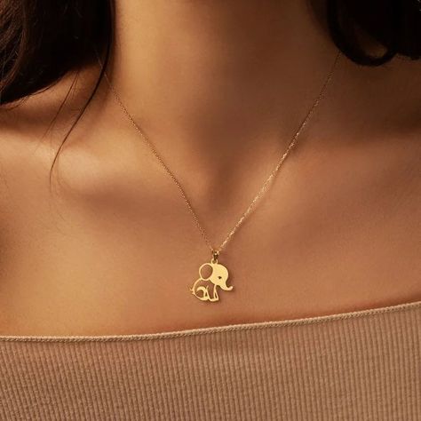 Sterling Silver 18K Gold Plated Elephant Necklace | Animal Jewelry | Summer Necklace | Funny Jewelry| Diamond-Cut Chain #necklace #jewellery #handmade #earrings #fashion #gift Elephant Pendant Gold, Funny Jewelry, Elephant Jewelry, Cup Ideas, Elephant Necklace, Jewelry Summer, Elephant Pendant, Jewellery Handmade, Summer Necklace