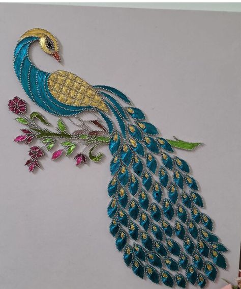 Peacock Drawing For Embroidery, Beats Work Embroidery Design, Pecock Model Aari Work, Pecock Model Aari Work Drawing, Peacock Aari Design, Embroidery Peacock Designs, Peacock Hand Embroidery Designs, Peacock Embroidery Designs Blouse, Peacock Aari Work Designs