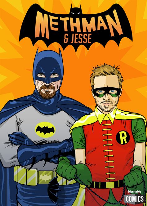 Batman-and-RobinMERGED1 Beaking Bad, Breaking Bad Series, Breaking Bad 3, Breaking Bad Art, Mike Ehrmantraut, Famous Duos, Dynamic Duos, Jesse Pinkman, Bad Art