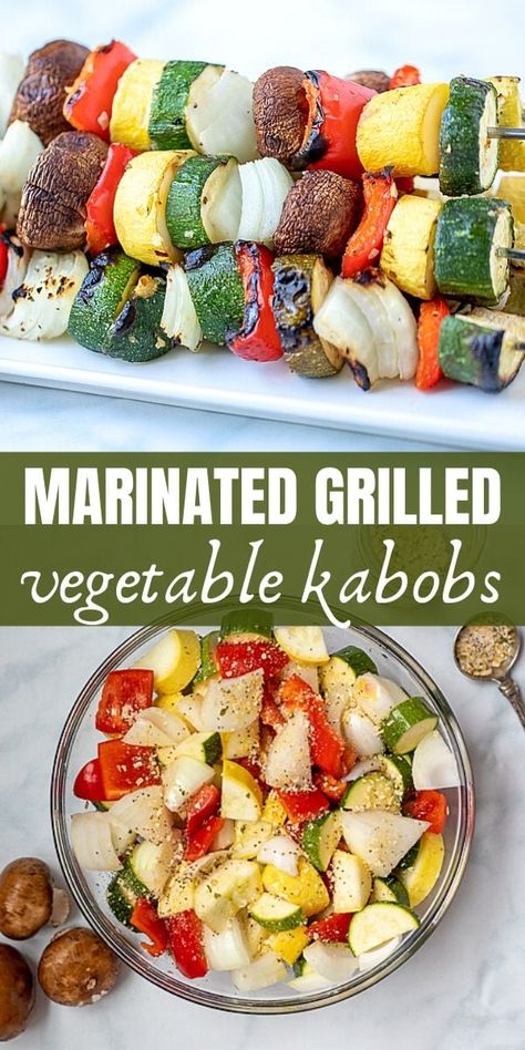 Kabob Marinade Recipes, Grilled Veggie Kabobs, Veggie Marinade, Grilled Vegetable Kabobs, Marinated Grilled Vegetables, Vegetable Marinade, Simple Marinade, Grilled Kabob Recipes, Black Color Hairstyles