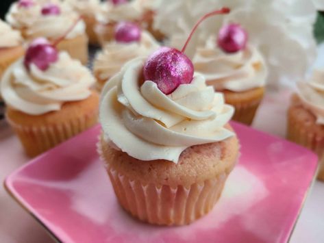 sparkling cherry chip cupcakes Cherry Chip Cupcakes, Glitter Cherries, Cherry Chip Cake, Baking Store, Cherry Syrup, Maraschino Cherries, Pink Food Coloring, Cupcake Mold, Cupcake Pan