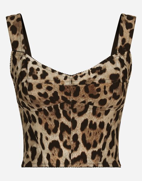 BUSTINO in Animal Print for Women | Dolce&Gabbana® Leopard Print Cami, Leopard Print Outfits, Thrift Haul, Animal Print Fabric, Looks Style, Cami Top, Dolce & Gabbana, Corset Top, Cheetah Print