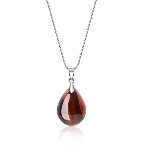 PRICES MAY VARY. Teardrop/Water drop Pendant: 0.78*0.6*0.24"(20*15*6mm) Red Tiger Eye 925 Sterling silver chain: 16"(40cm) with 2"(5cm) extender A beautiful box ready, a card reads stones meaning; 180-Days warranty & free replacement 925 Sterling silver chain hanging with a teardrop stone pendant, could add elegant element to the wearer Women's style, this teardrop pendant necklace could match with suitable apparel for different occasions This semi precious gems teardrop pendant necklace combine Tigers Eye Crystal Necklace, Tiger Eye Crystal, Red Tiger, Amethyst Healing, Semi Precious Gems, Red Tigers Eye, Sterling Necklaces, Teardrop Pendant, Tiger Eye Stone