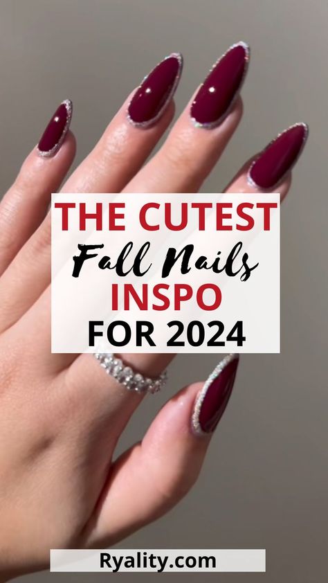 Love the fall nail colors on this list Red Fall Nails Designs, Fall Nail Design Ideas 2024, Red Nails Gel Design, Nails 2024 Red, Popular Fall Nails, Russian Nails Design, Fall Nail Inspo 2024, Fall Nails Red, Cute Fall Nail Inspo