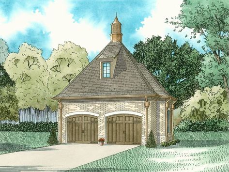 025G-0013: Two-Car Garage Plan with European Details Garage Pool House, Country Garage, Detached Garage Designs, Garage Plans With Loft, 2 Car Garage Plans, Gazebo Plans, Roof Pitch, Building A Garage, Garage Renovation